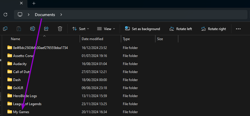 File explorer my games
