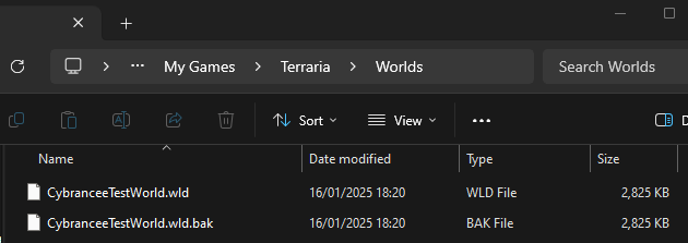 File explorer Terraria worlds