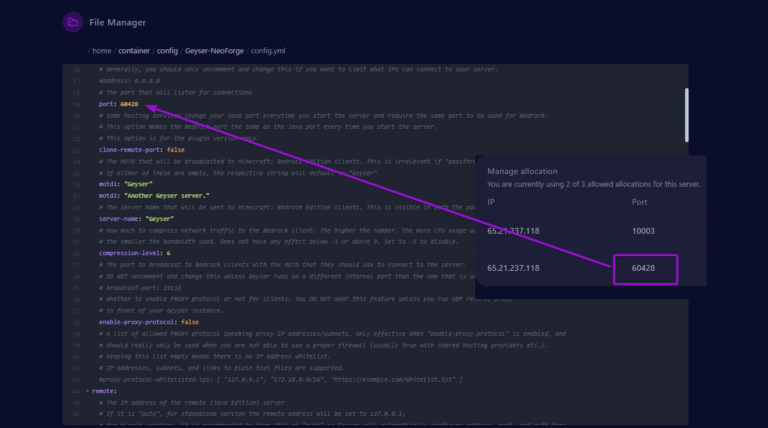 Geyser config file
