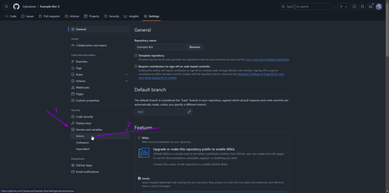 GitHub repository actions