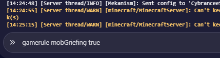 Minecraft creeper explosions Cybrancee console enabling command