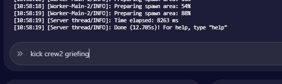 Minecraft kick command in the panel console