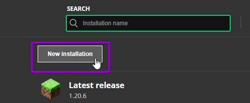 Minecraft launcher new installation