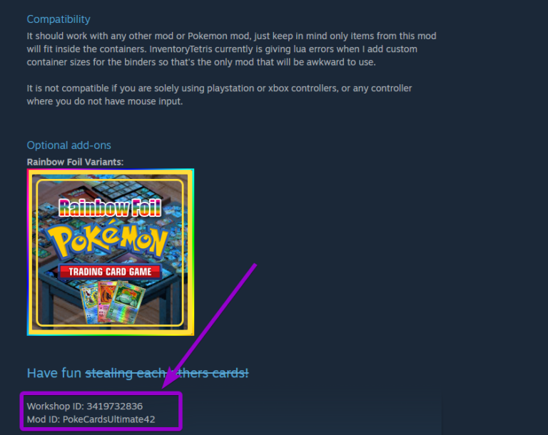 Project Zomboid mod Workshop ID outlined