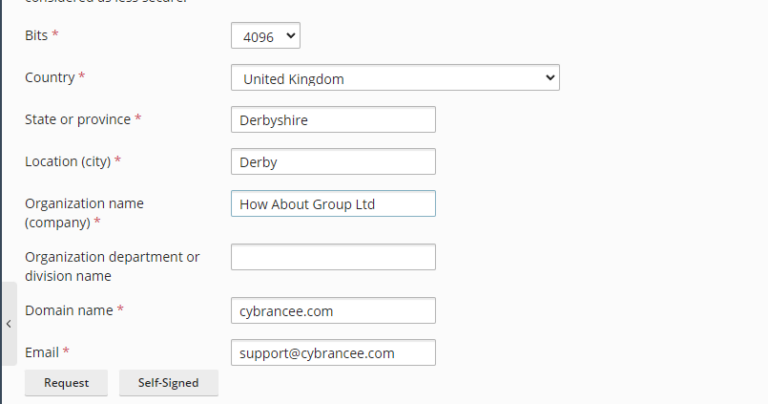 SSL certificate identity details