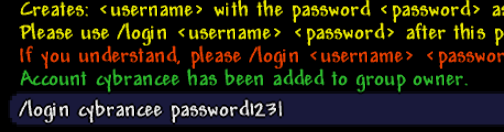 Terraria in-game log in command