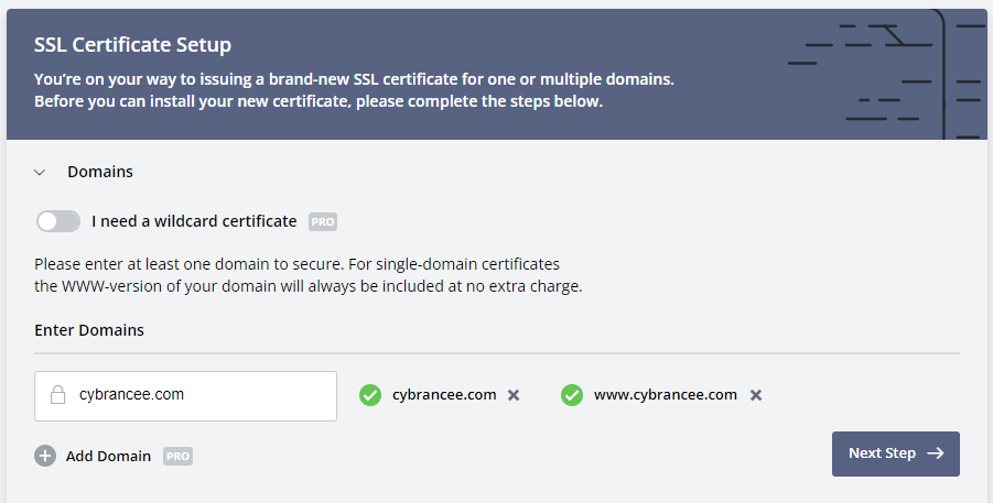 Zero SSL certificate setup