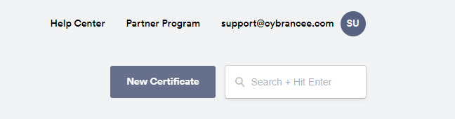 Zero SSL with new certificate button