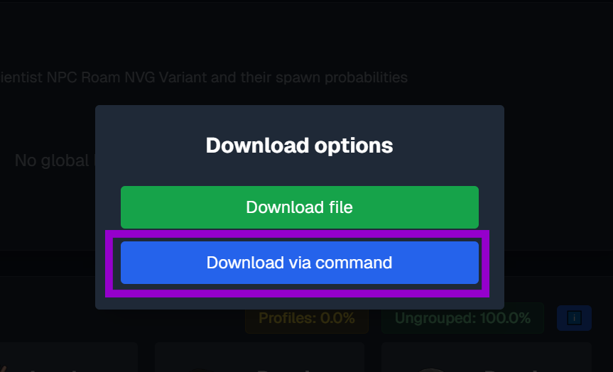 Better Loot web base configuration with download via command button outlined