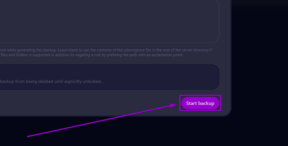Cybrancee-Panel-Create-Backup-Start-Backup-Button-outlined with arrow