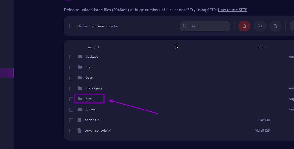 Cybrancee Panel Files Tab Saves File Project Zomboid Server