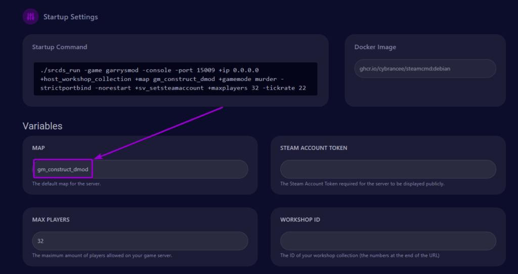 Cybrancee Panel Garrys Mod Startup Tab Maps Field Outlined