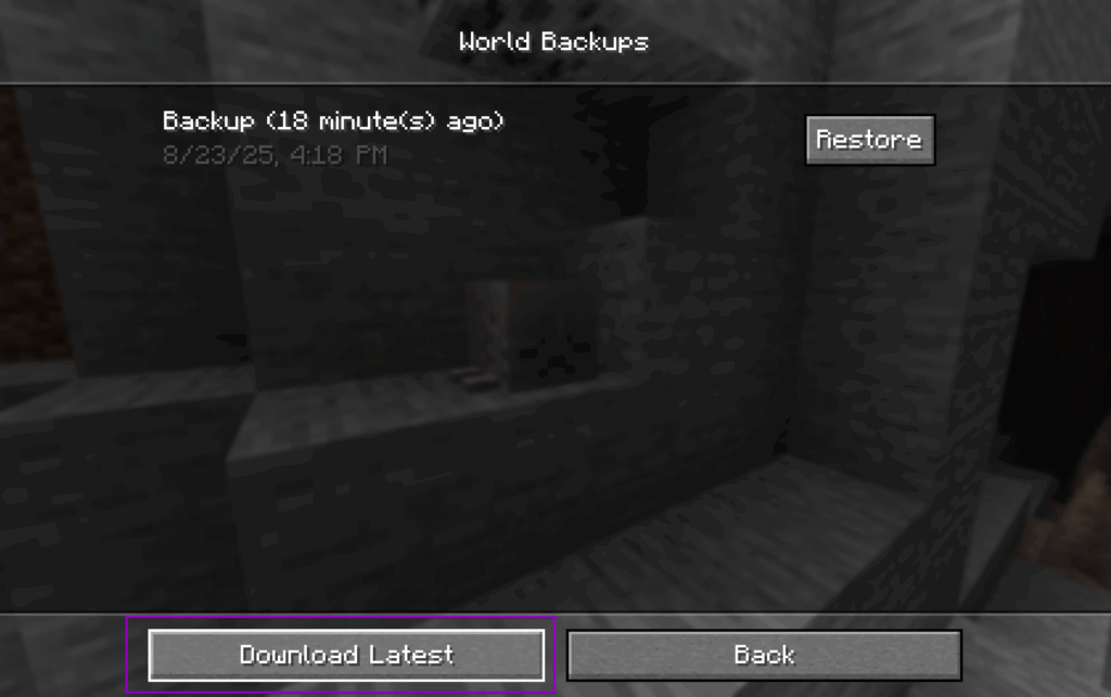 Minecraft Realms with download latest circled.