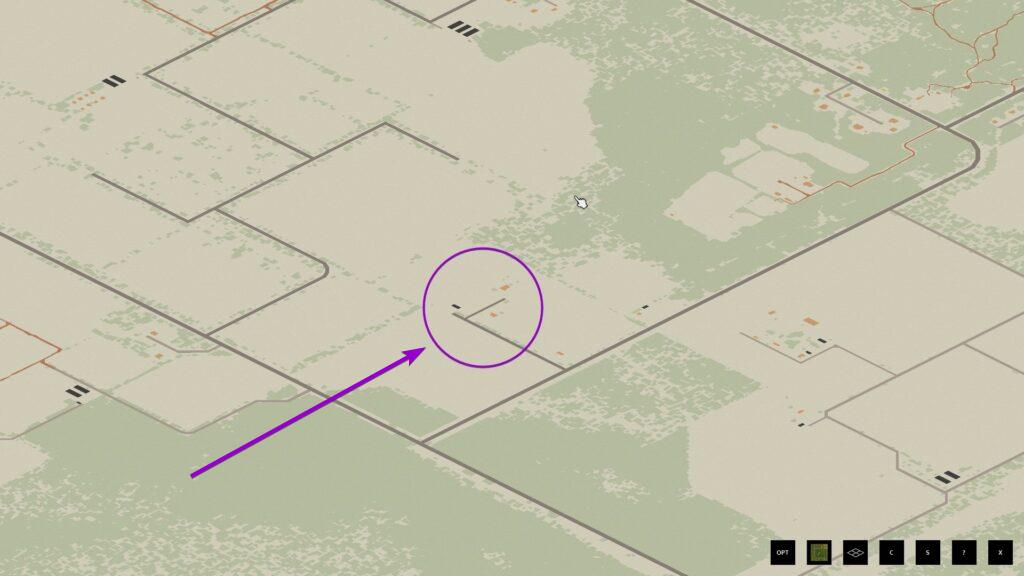 Project Zomboid location on the map outlined with arrow