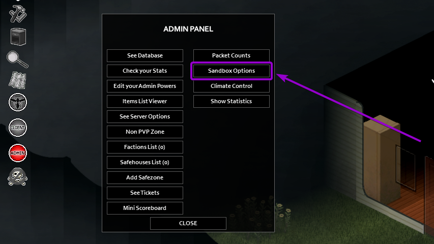 Project Zomboid Admin Menu Sandbox Options