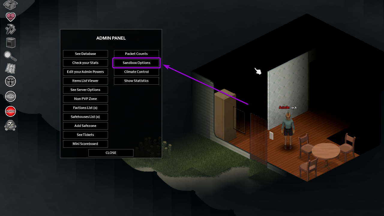Project Zomboid Admin Menu Sandbox Options