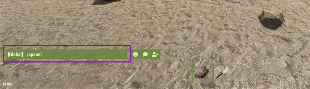 Rust ingame chat field outlined with carbon cpanel command