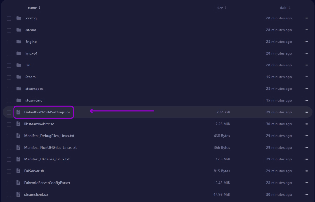 Palworld DefaultPalWorlSettings.ini outlined