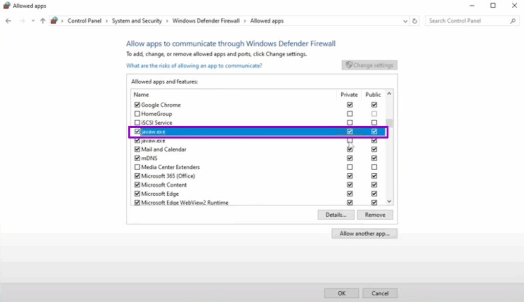 Windows Firewall Java