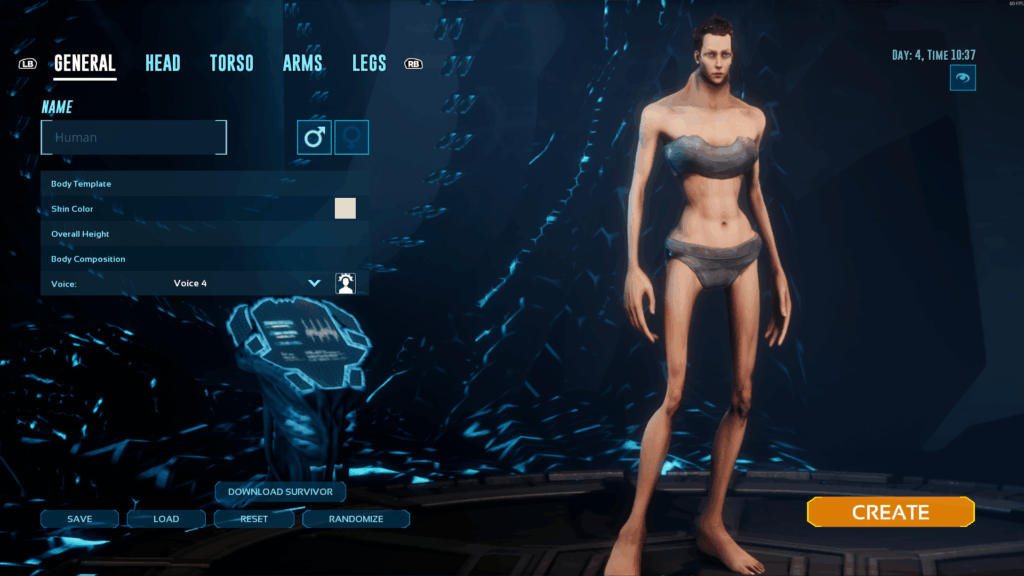 Ark: Survival Ascended create character general tab