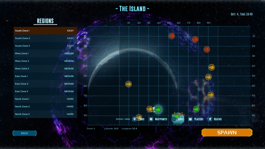 Ark: Survival Ascended spawn screen