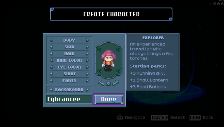 Core Keeper create character screen