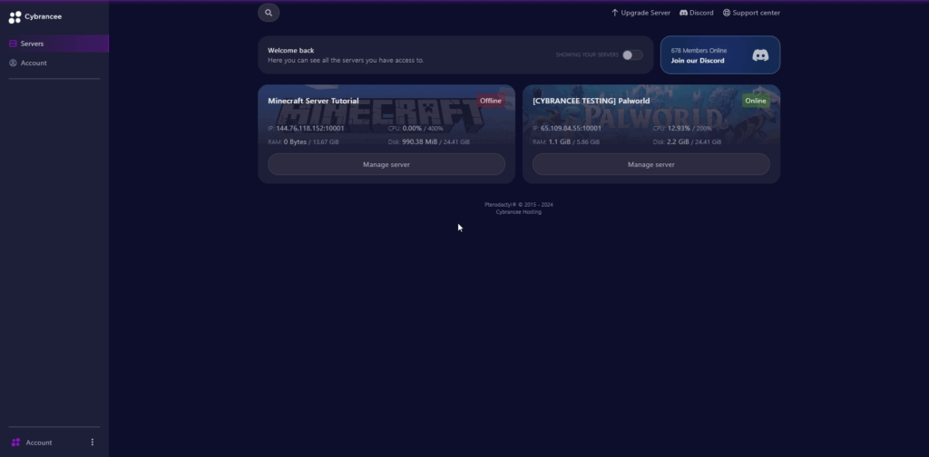 Cybrancee panel Palworld manage server