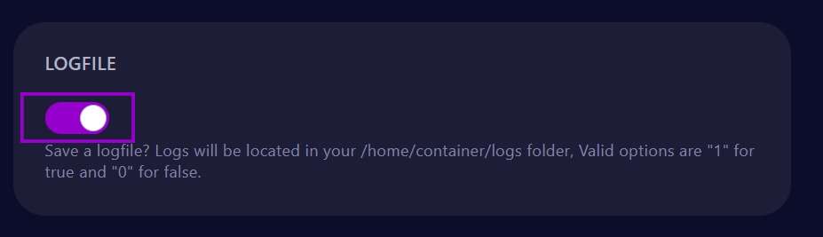 cybrancee panel rust startup page with log file enabled outlined