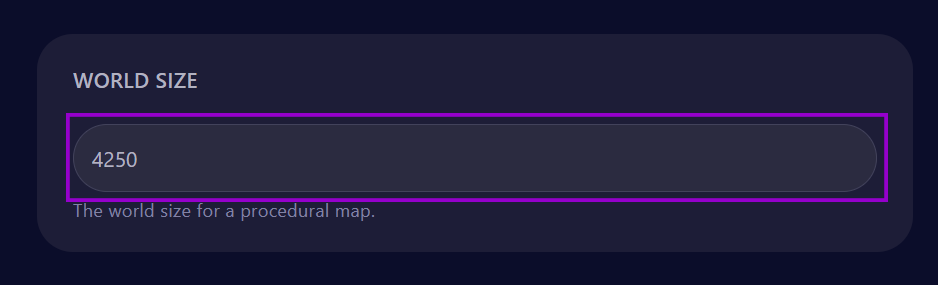 cybrancee panel rust startup page showing the map size field outlined