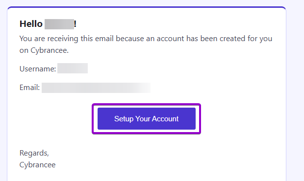 Cybrancee panel, setup your account email