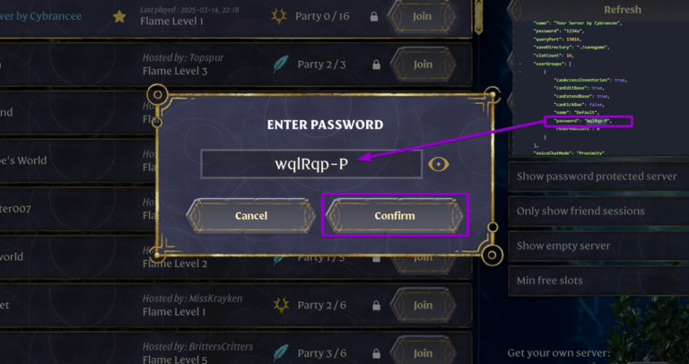 Enshrouded enter password modal
