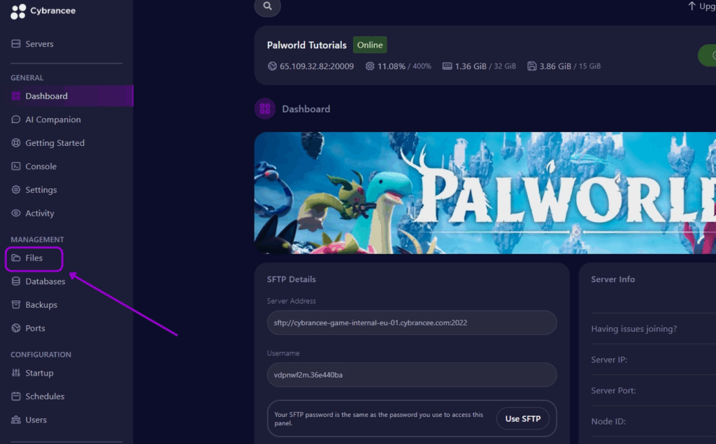 Palworld Files tab outlined