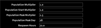 Project Zomboid sandbox menu options to configure the zombie spawn rate
