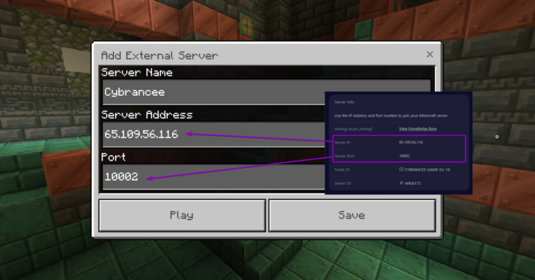 Minecraft add external server modal