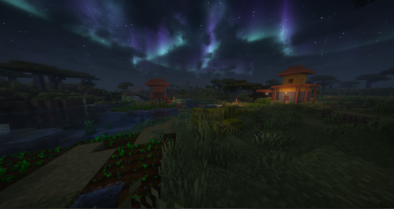 Minecraft gameplay Aurora Borealis