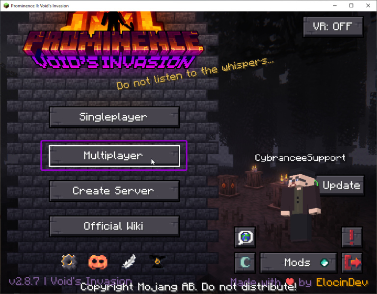 Minecraft Prominence Void's Invasion, Multiplayer outlined