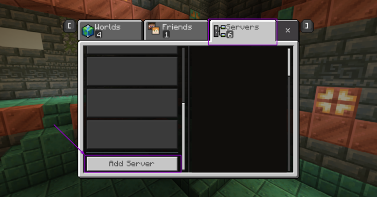Minecraft servers modal