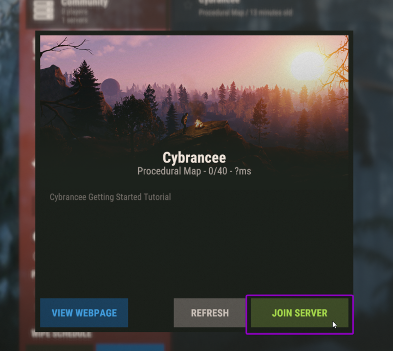 Rust join server modal