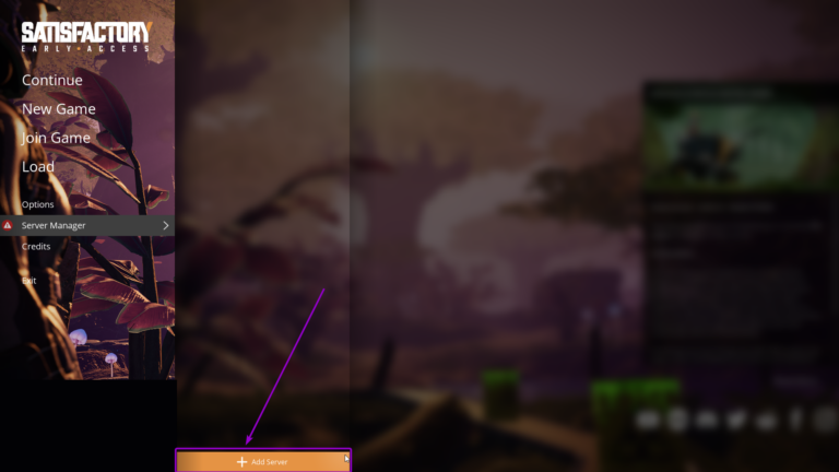 Satisfactory server manager screen