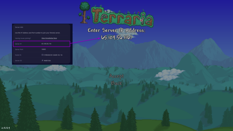 Terraria enter server IP address screen