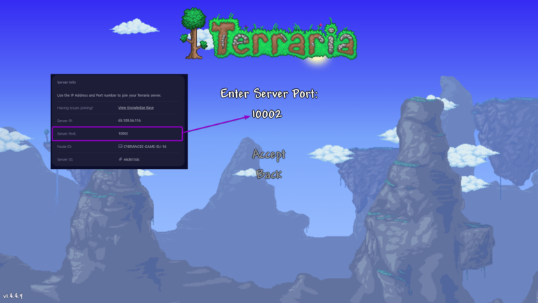 Terraria enter server port screen