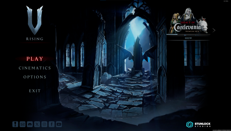 V Rising start screen