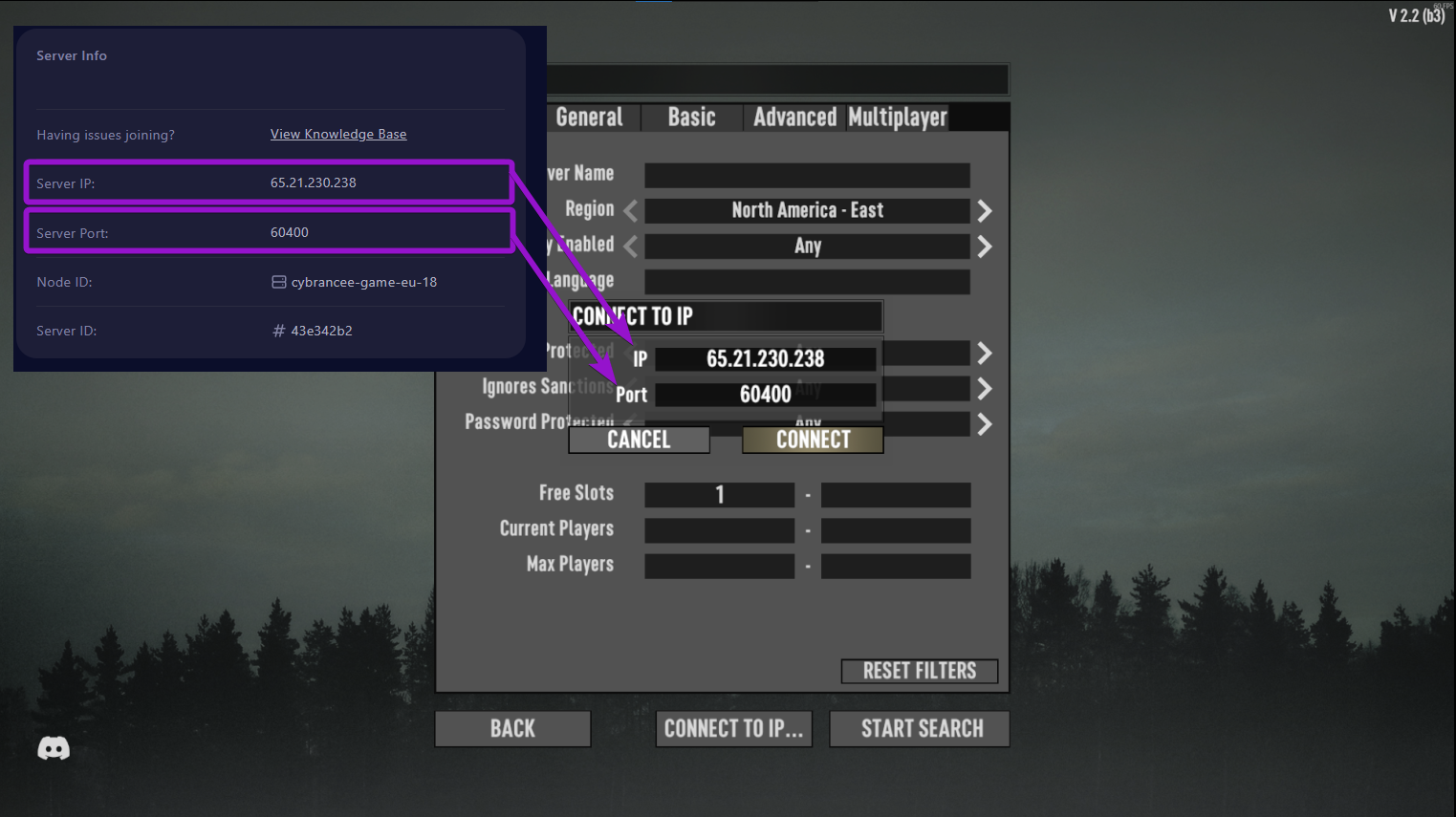 7 Days to Die connection details highlighted