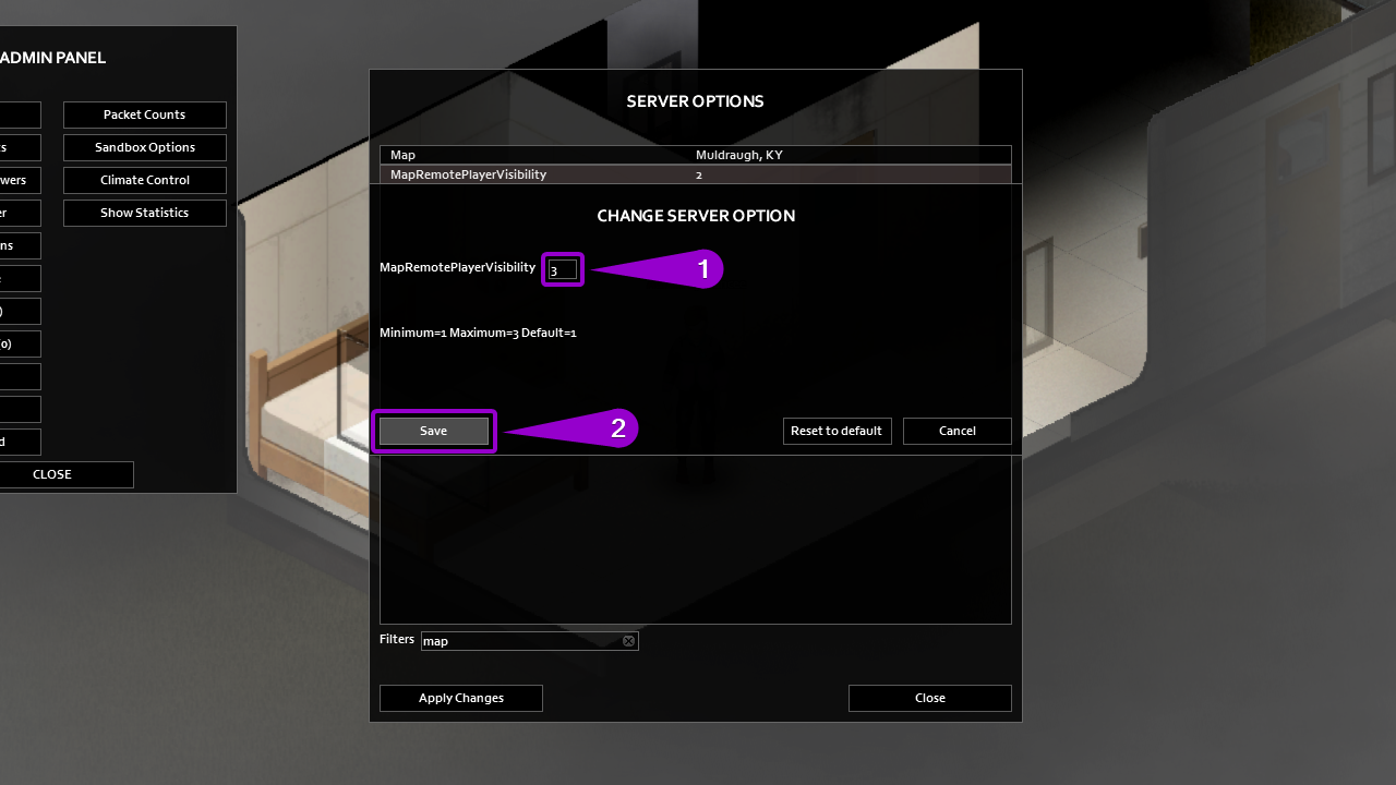 Steps to adjust player visibility on the map