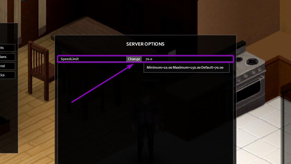 Change speed button outlined with arrow