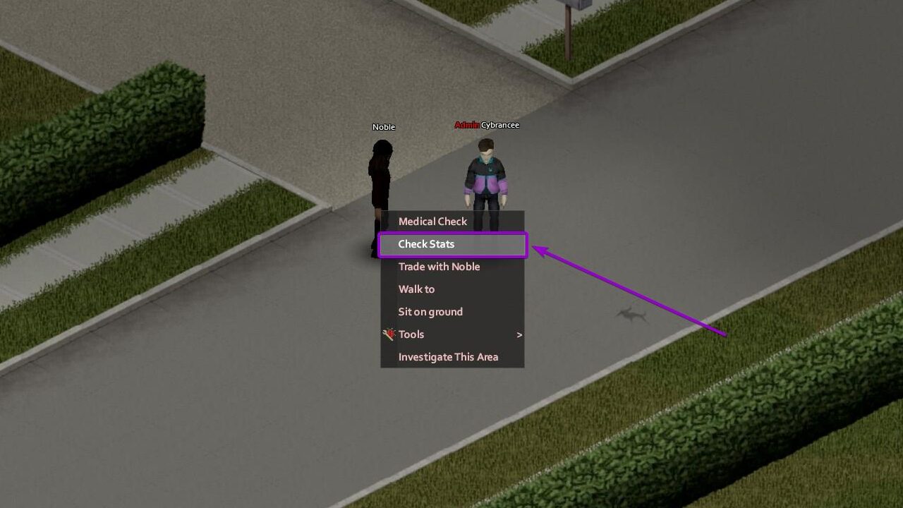 'Check stats' button outlined with an arrow