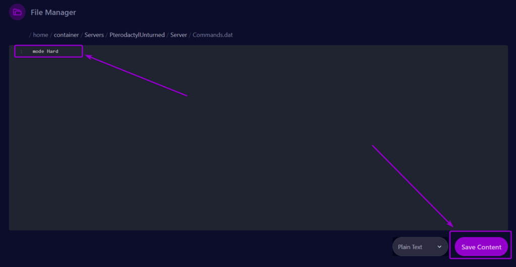 Cybrancee Panel Unturned Command.dat Difficulty Field Outlined