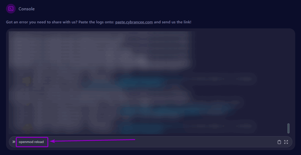 Cybrancee Panel Unturned Console Command Reload Openmod Outlined