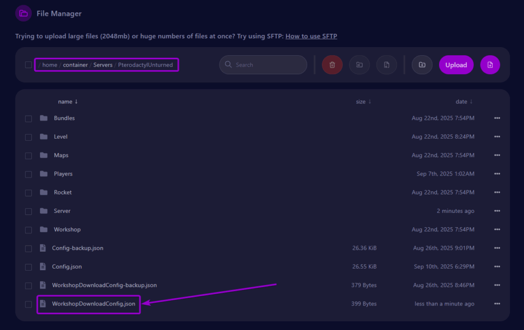 Cybrancee Panel Unturned Files Tab Steam Workshop Config File Outlined