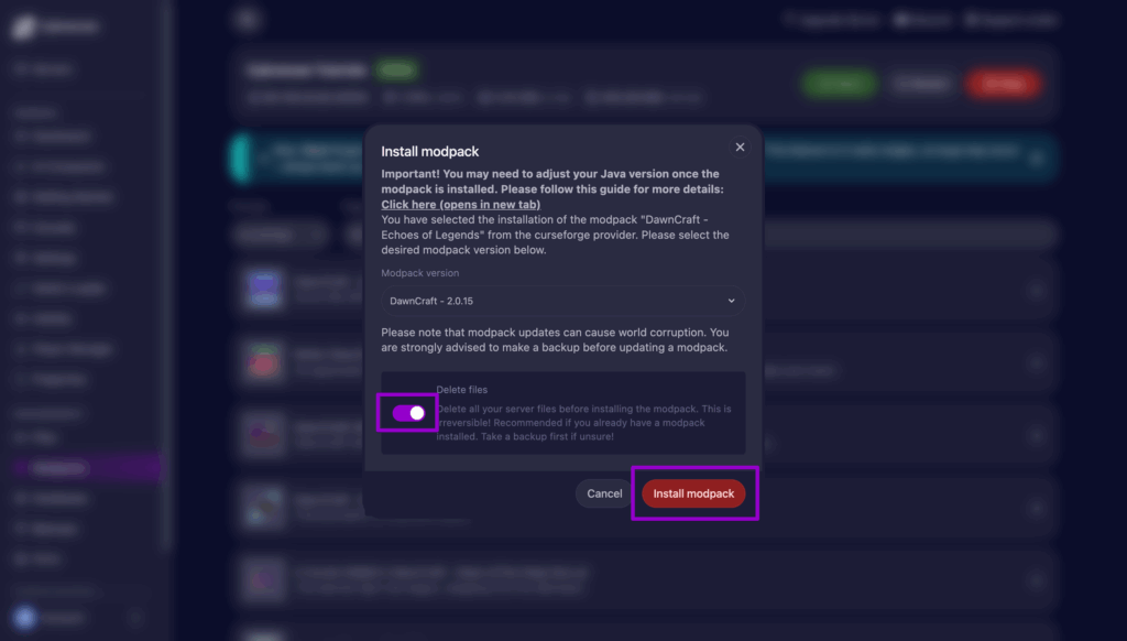 Installing Dawncraft Minecraft